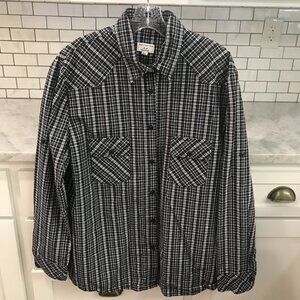 Matchstick Shirt Mens 2XL Black White Plaid Western Button Up Long Sleeve Cotton